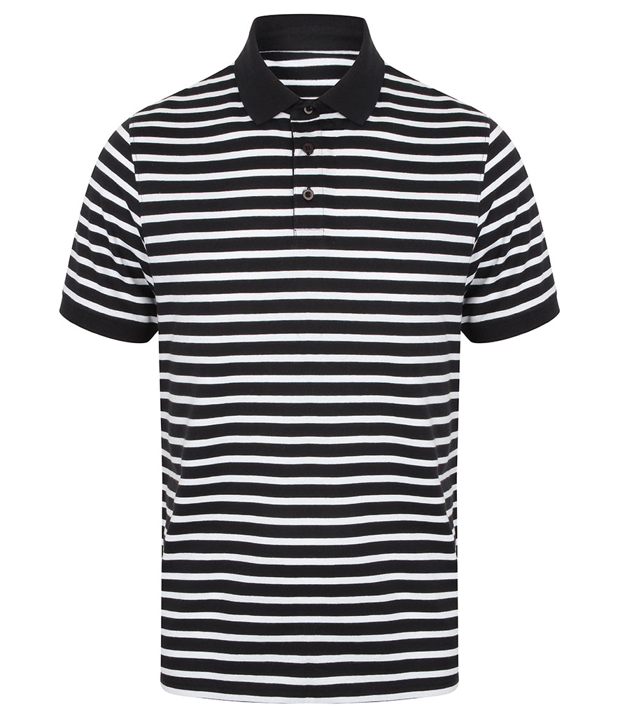 Front Row Striped Jersey Polo Shirt