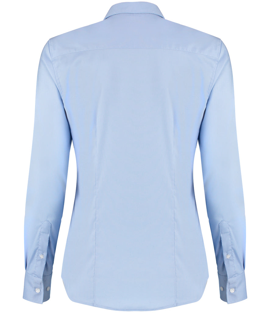 Kustom Kit Ladies Long Sleeve Tailored Stretch Oxford Shirt