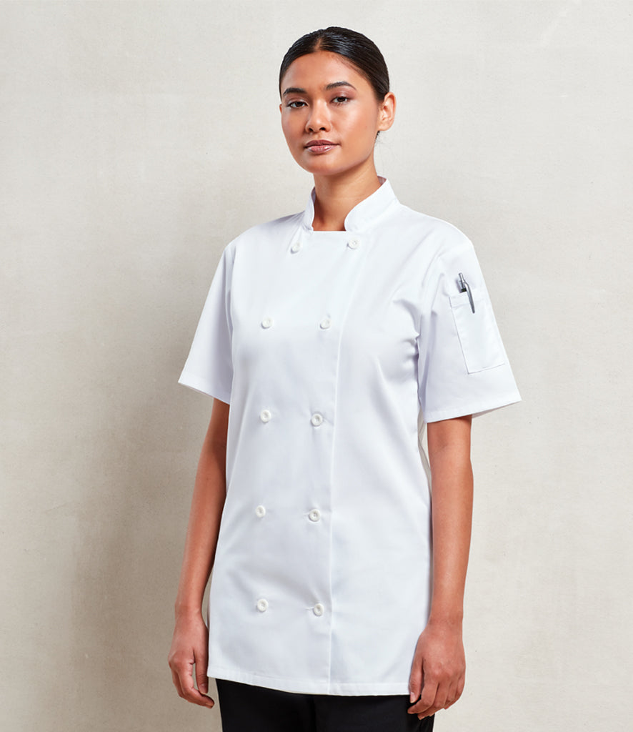 Premier Ladies Short Sleeve Chef's Jacket