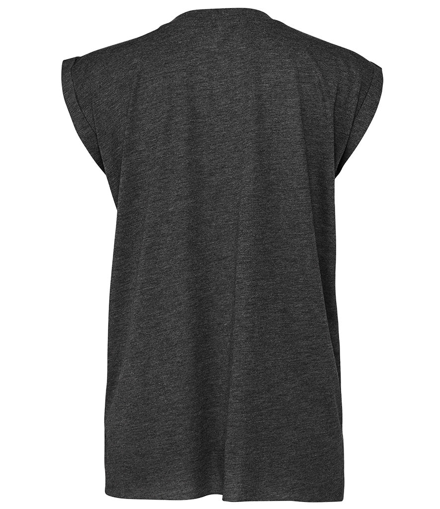 Bella Ladies Flowy Rolled Cuff Muscle T-Shirt