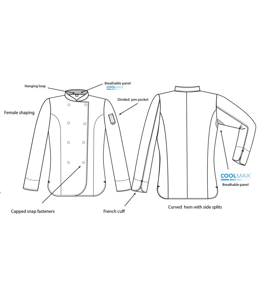 Dennys Ladies Long Sleeve Premium Chef's Jacket