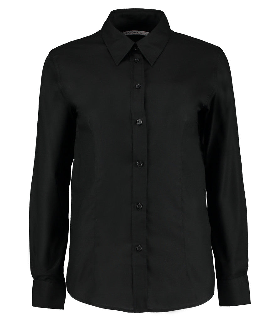 Kustom Kit Ladies Long Sleeve Tailored Workwear Oxford Shirt