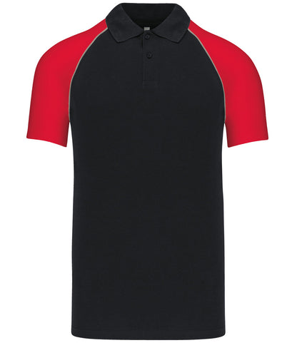 Kariban Baseball Cotton Piqué Polo Shirt