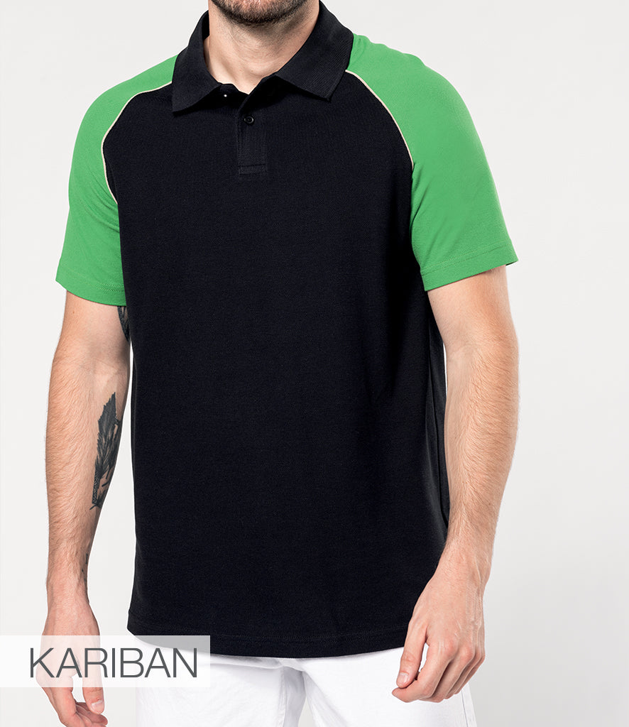 Kariban Baseball Cotton Piqué Polo Shirt