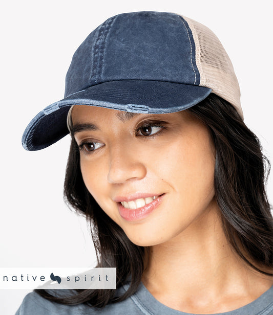 Native Spirit Washed Trucker Destroy Cap