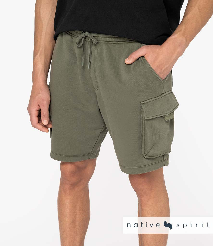 Native Spirit French Terry Washed Effect Cargo Shorts