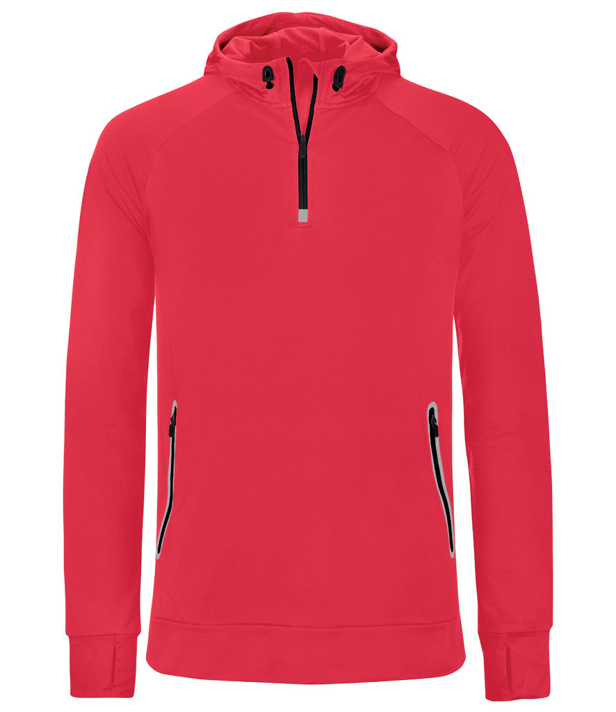 Proact Zip Neck Hooded Sweatshirt