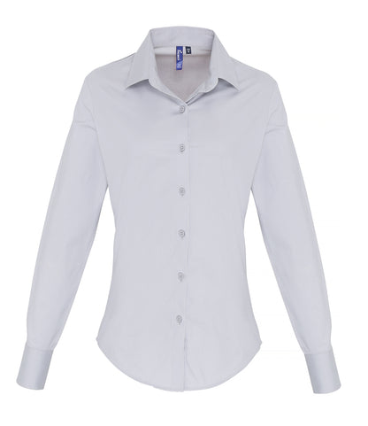 Premier Ladies Long Sleeve Stretch Fit Poplin Shirt