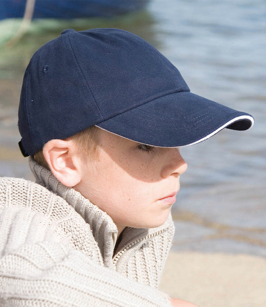 Result Kids Low Profile Heavy Brushed Cotton Cap with Sandwich Peak