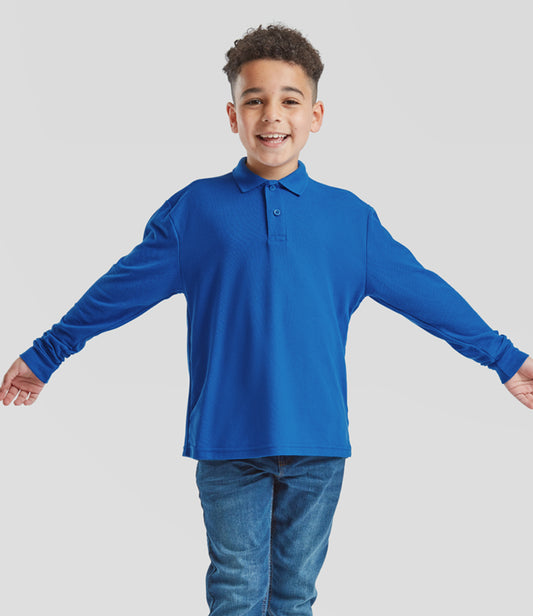 Fruit of the Loom Kids Long Sleeve Poly/Cotton Piqué Polo Shirt