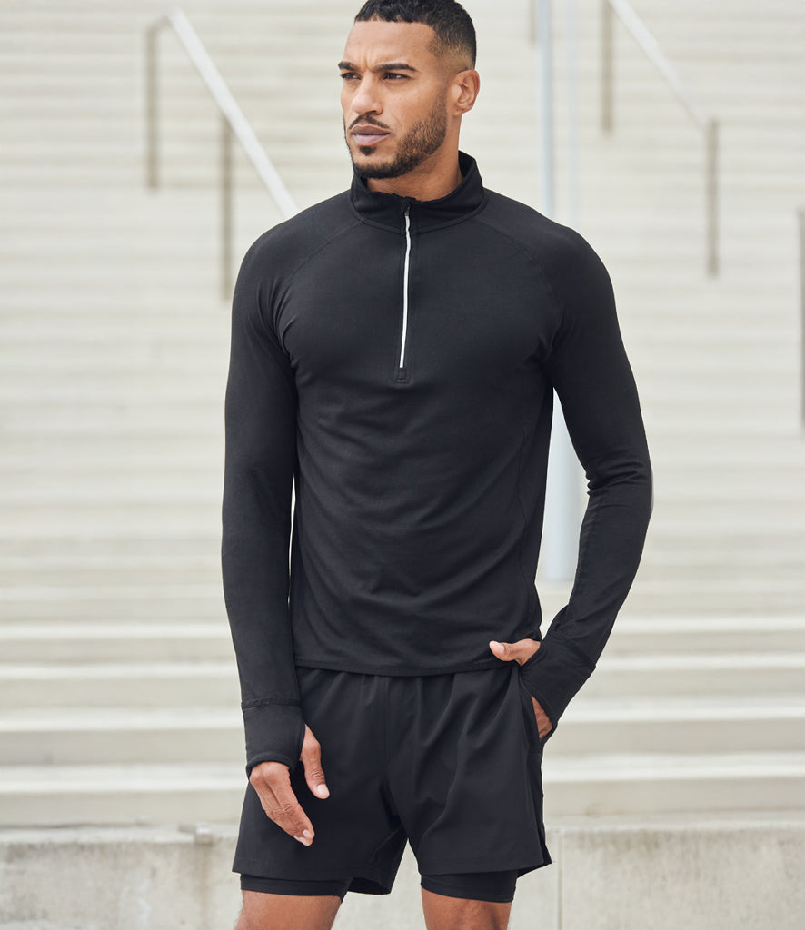 Tombo Long Sleeve Zip Neck Performance Top