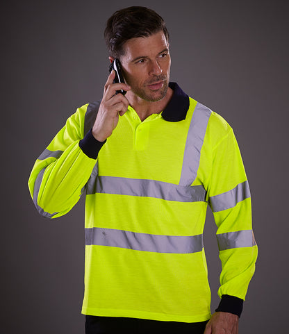 Yoko Hi-Vis Long Sleeve Polo Shirt